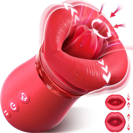 Sucking Rose Big Mouth Vibrator Anal Toys Clit Stimulator Nipple G Spot Tongue Licking Vibrator Adult Female Sex Toys for Women-0
