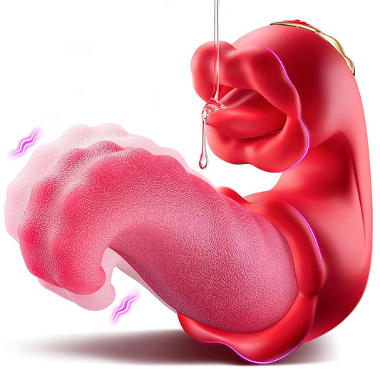 4 in 1 Thrusting Tongue Vibrator 10 Vibrating Mouth Licking Clitoral Vibrator Sucking Clit Stimulator G Spot Adult Sex Toy-6